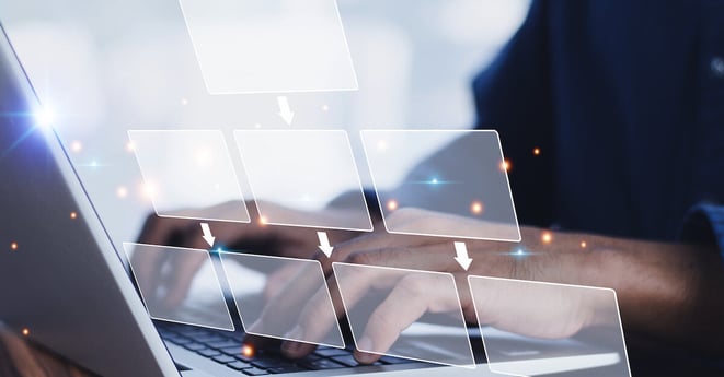 Workflow business concept, Businessman working with digital Workflow business on computer for business management.